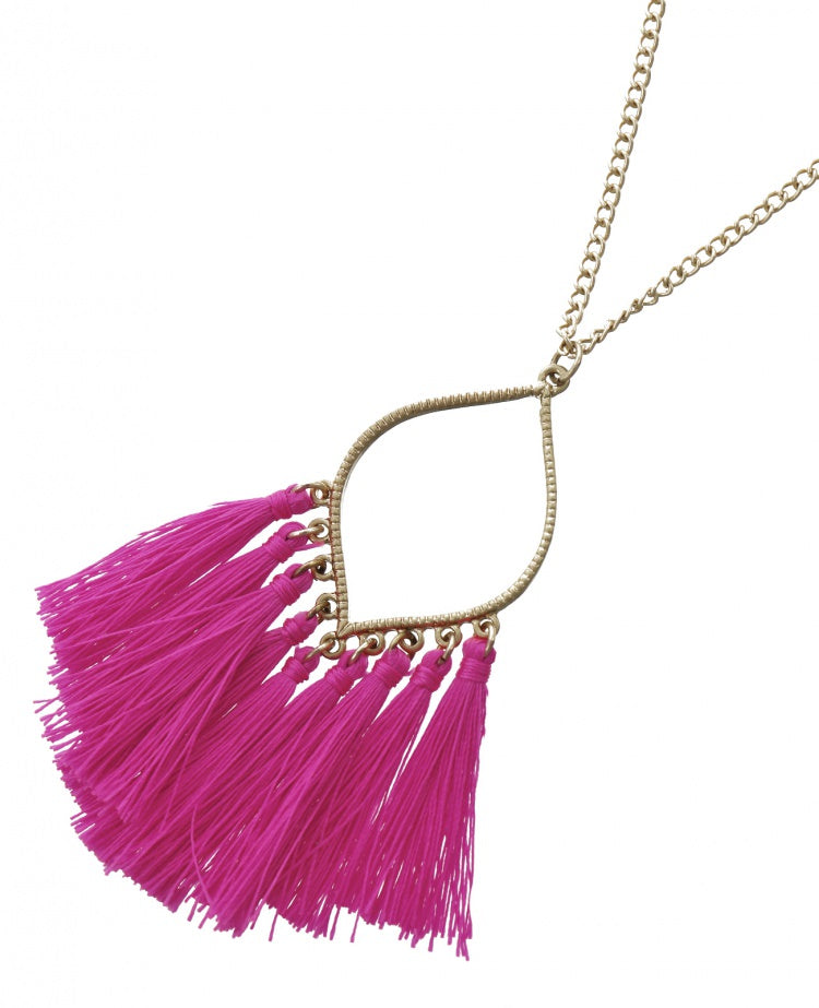 LONG YELLOW TASSEL NECKLACE