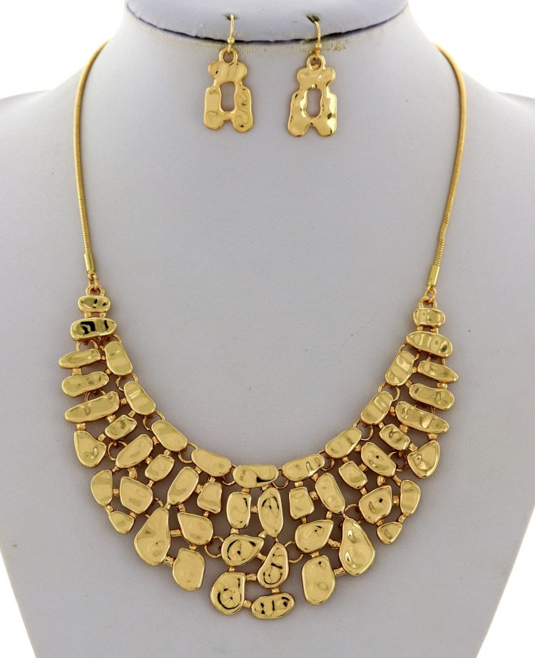 HAMMERED GOLD NECKLACE SET