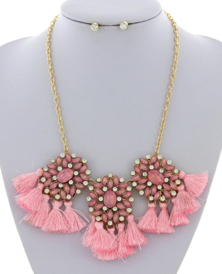 PINK TASSEL NECKLACE SET
