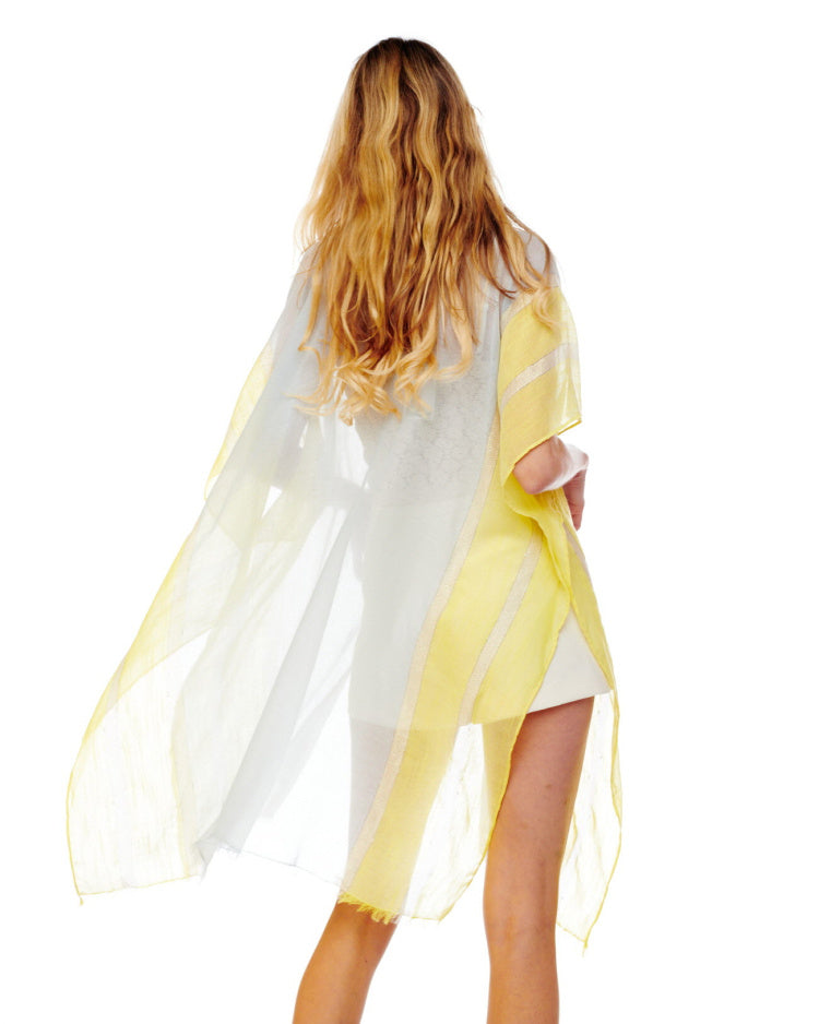 BORDER YELLOW/BLUE KIMONO