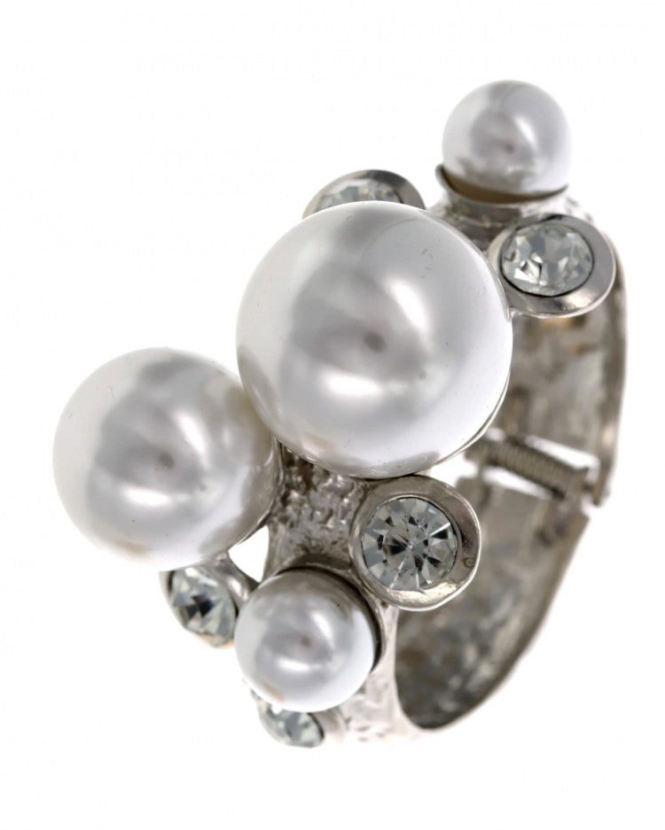 DIAMOND AND PEARLS SILVER BRACELET