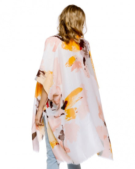 BRUSH PRINTED KIMONO