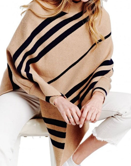 STRIPE SWEATHER PONCHO