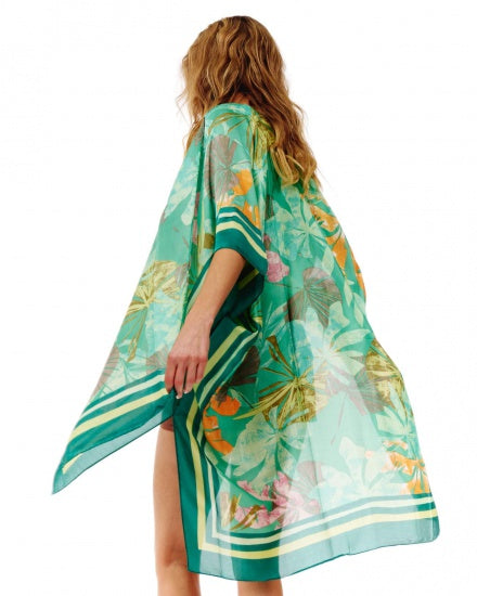 FLORAL GREEN PRINTED KIMONO