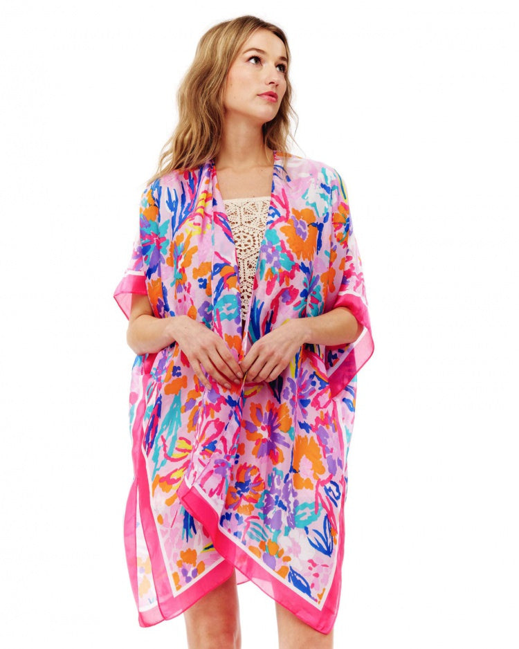 FLORAL PINK/BLUE KIMONO