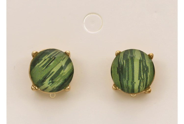 GREEN GLASS STUD EARRING SET