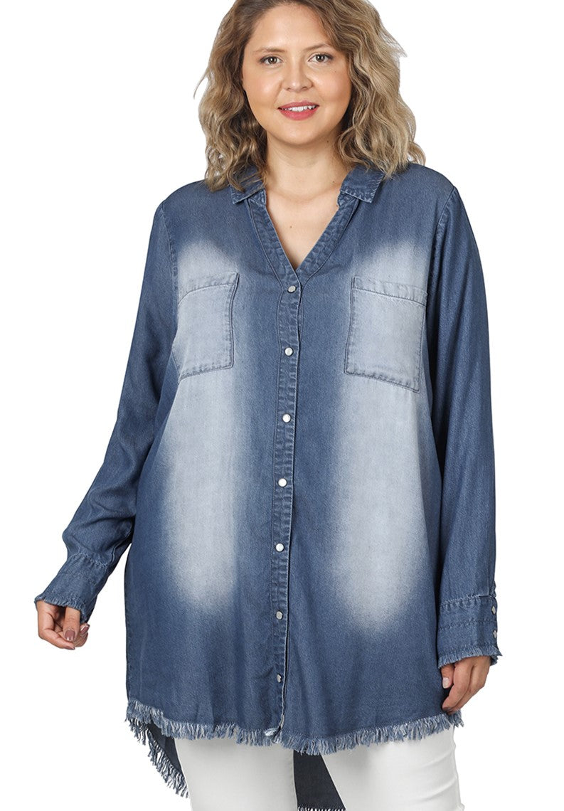 MISTY BLUE DARK DENIM TOP