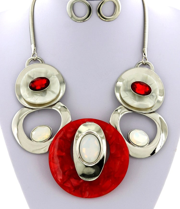 RED ROUND NECKLACE SET