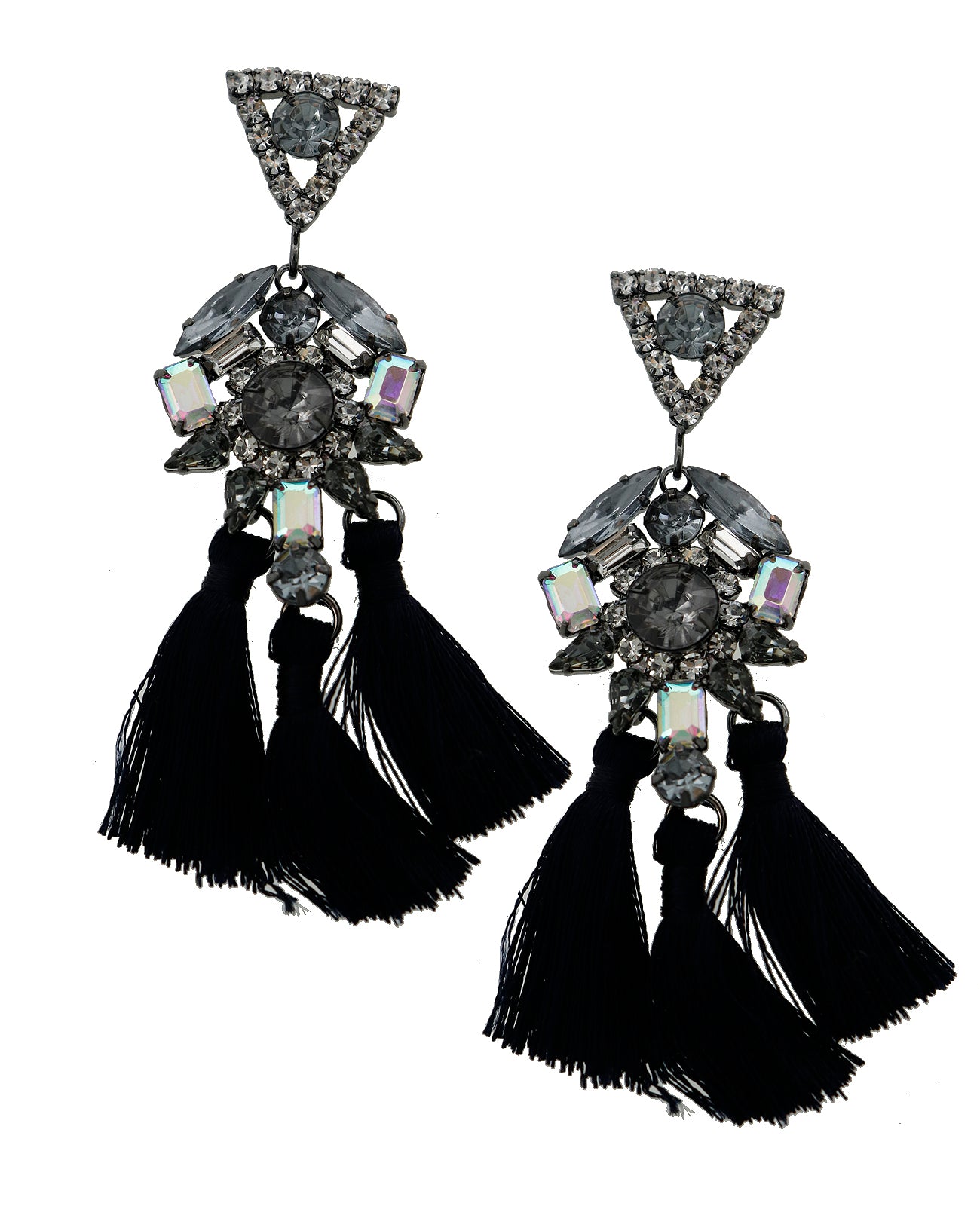 Black Rhinestone Button Earring Set