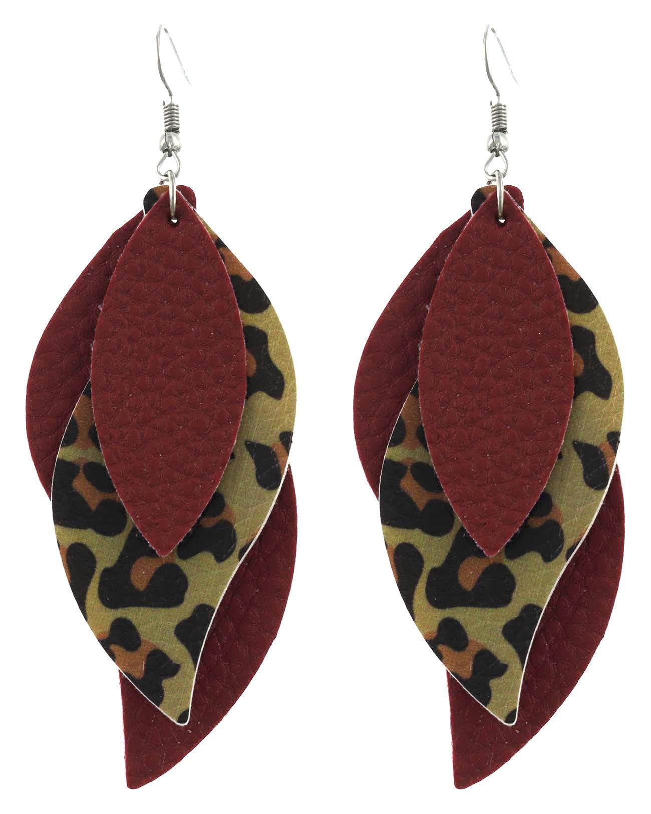 ANIMAL PRINT LEATHER DROP EARRING SET