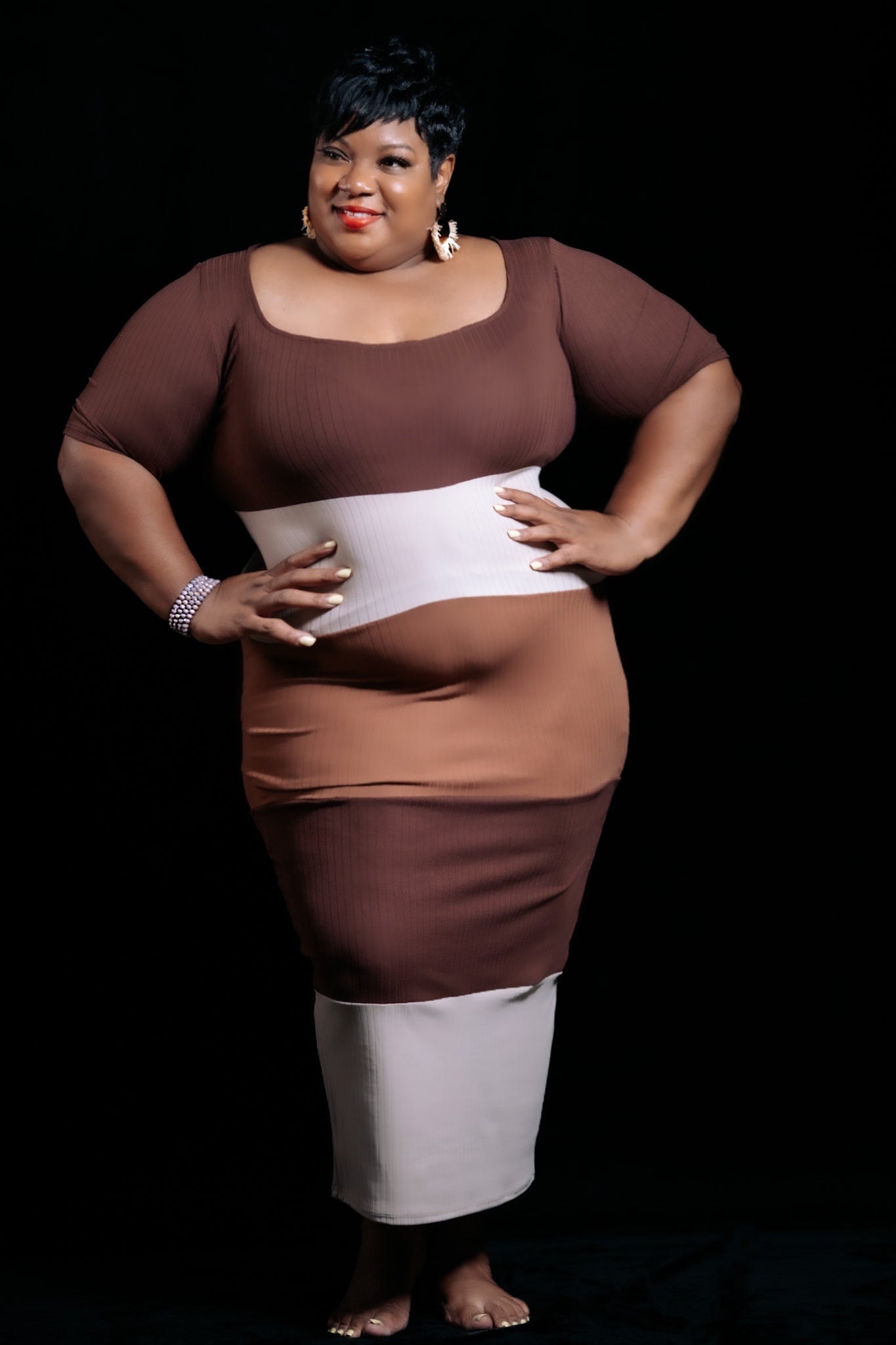 COLOR BLOCK KNIT DRESS