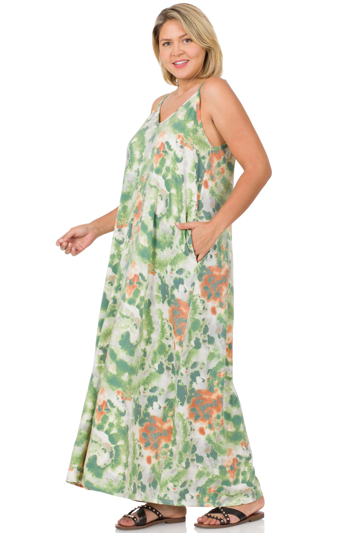 PLUS SOFT FRENCH TERRY TIE DYE MAXI DRESS