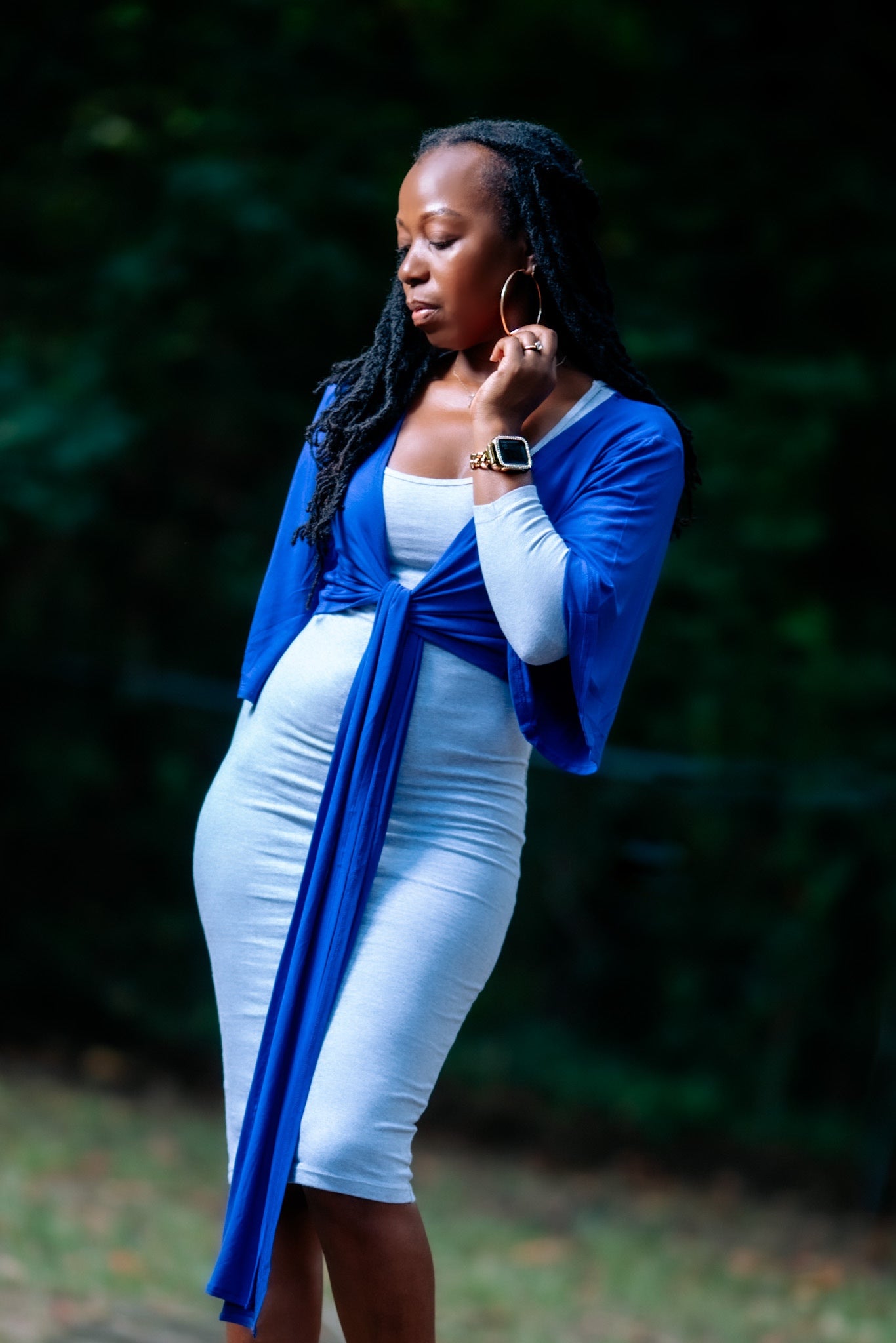 PREMIUM COTTON CLASSIC SCOOP NECK MIDI DRESS