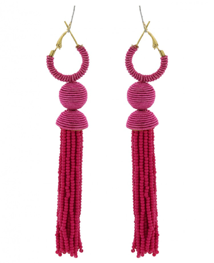 PINK SEED BEAD EARRINGS