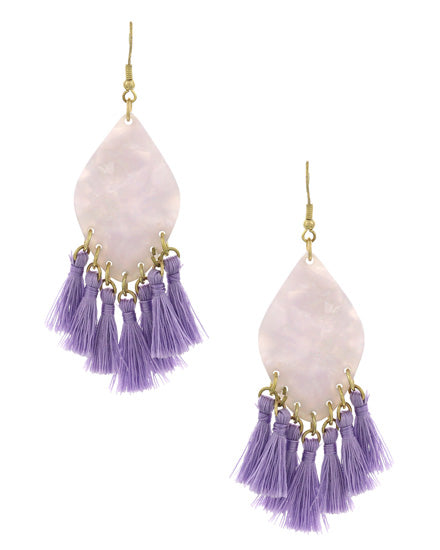 PURPLE MARBLE TASSEL EARRINGS