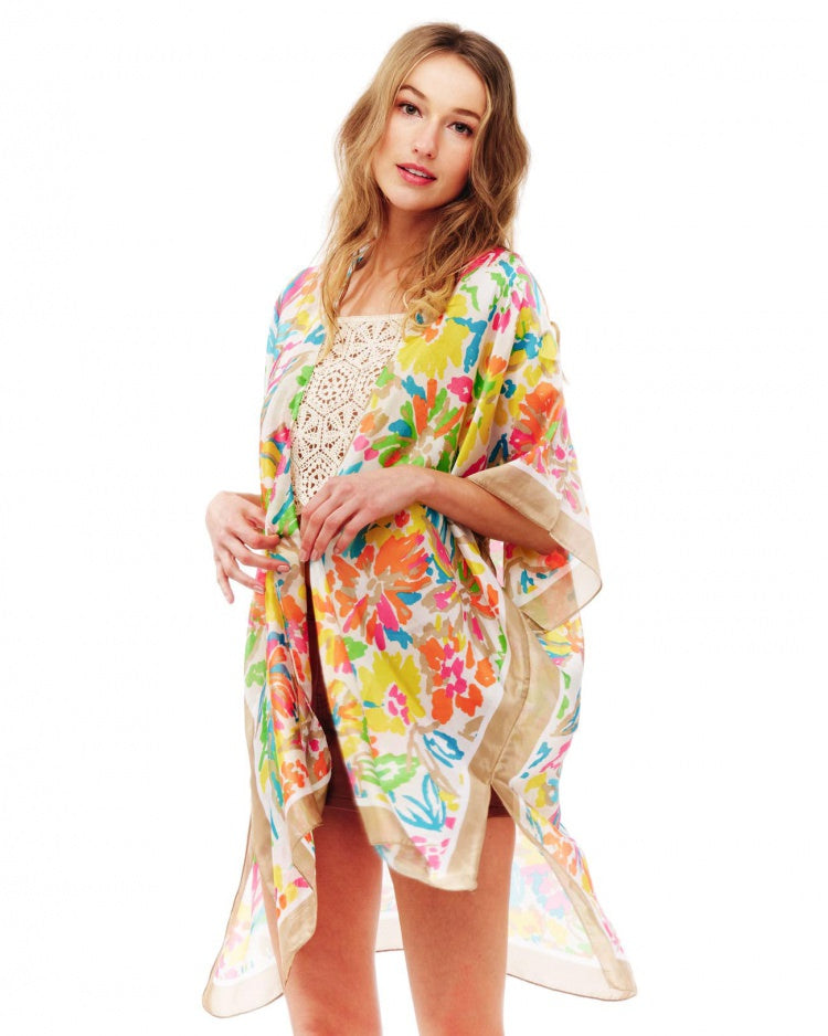 Floral Printed Silky Kimono