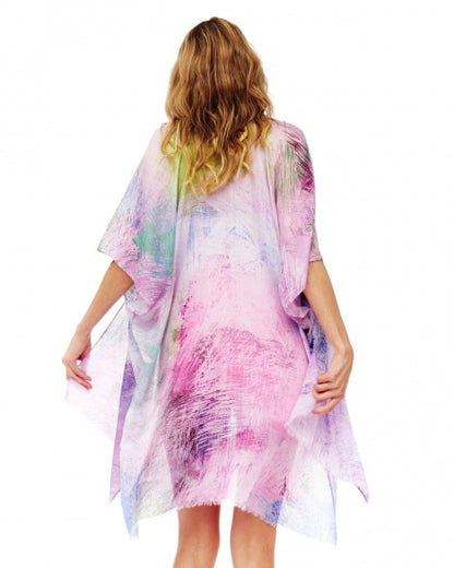 MULTI COLORED PURPLE KIMONO