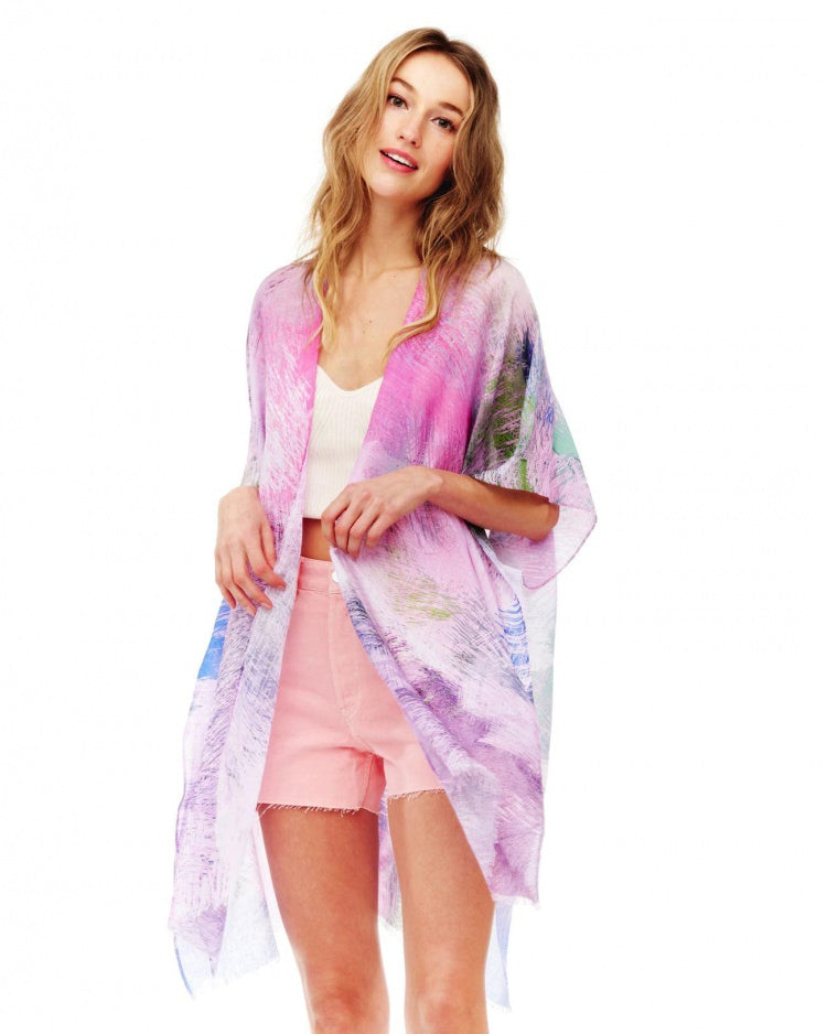 MULTI COLORED PURPLE KIMONO