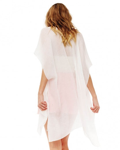 SOLID PLEATED WHITE KIMONO
